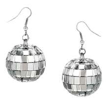 1 Pair 2-3CM Glass Mirror Ball Earrings, Disco Silver Vintage Lamp Earrings, Party Gifts Suitable For Women Holiday Wear