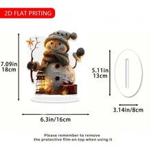 1 szt. akrylowa dekoracja świąteczna w kształcie bałwana - 7,09 x 6,3 cala - płaska dekoracja na biurko, świąteczna dekoracja w kształcie bałwana, odpowiednia do domu, biura, ogrodu, patio, do użytku wewnątrz i na zewnątrz - nie wymaga zasilania - prezent na przyjęcie świąteczne, prezent na przyjęcie urodzinowe, idealny prezent dla przyjaciół