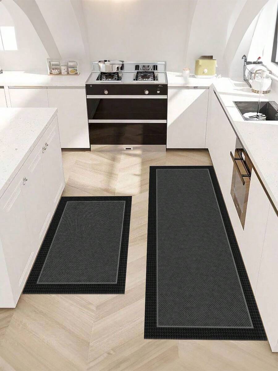 1 pieza Alfombra de baño de silicona de color negro sólido. Altamente absorbente, antideslizante y fácil de limpiar. Se puede usar como alfombra de cocina, baño, lavandería, pasillo o decoración de habitación. - Negro - Ver 1