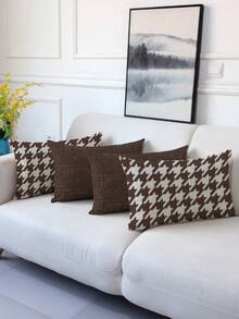 4 pièces Housses de coussin géométriques bohèmes avec fermeture éclair - Lavables en machine, imprimés recto-verso en marron, noir, beige et blanc - Parfaits pour la décoration du salon et de la chambre à coucher (Inserts de coussin non inclus), Coussins décoratifs - Tabac - Voir 3
