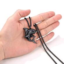 PROSTEEL Stainless Steel Shark/Octopus/Wolf Tooth Necklace For Men Women, Black/Gold/Silver Tone, Punk Rock Necklace, 22inch-24inch Adjustable, Come With Box-389426 - 01鯊魚-黑色 - 查看 5