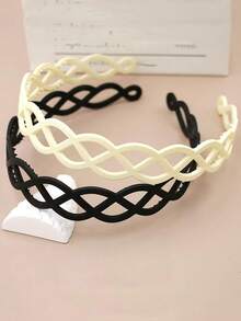 2件装女士哑光树脂带齿发箍，镂空防滑宽檐发圈，多功能奢华优雅洗脸发夹 - 彩色 - 查看 2