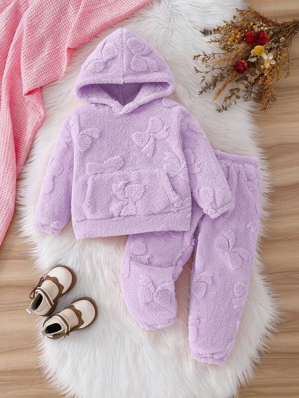 Completo in pile jacquard per ragazze, adatto per l'uso all'aperto e quotidiano, autunno/inverno