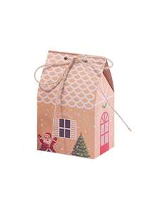 5 piezas Caja de caramelos de Navidad Caja de azúcar de papel kraft Casita de Navidad Empaque de hornear Caja de caramelos feliz Spot - Multicolor - Ver 9