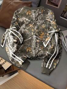 Damska bluza z dzianiny z wzorem roślinnym, luźna i wygodna, odpowiednia na jesień/zimę, na co dzień, na lotnisko