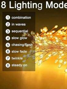 1pc 3m/5m Solar Powered String Lights, LED Firecracker Lights With 8 Flashing Modes, Outdoor Decor For Garden, Patio, Lawn, Tent, Wedding, Camping, Picnic, Railing, Suitable For Ramadan, Thanksgiving, Father's Day, Mother's Day, Can Be Used As Holiday, Birthday, Housewarming, Wedding Gift - Solar Firecracker Light String - View 10