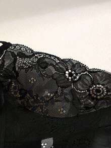 3件套纯色蕾丝拼接细肩带镂空性感浪漫女士内裤 - 彩色 - 查看 5