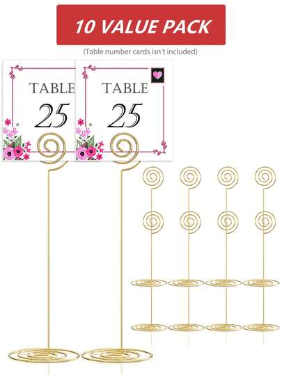 10 pièces Porte-numéros de table style sucette 8,75 pouces/22 cm - Pinces porte-photos dorées, supports de numéros de table, pinces pour étiquettes de prix, convient pour les mariages, les fêtes, les remises de diplômes, les restaurants, les réunions familiales, les bureaux, les lectures de tarot, la décoration d'intérieur et plus encore