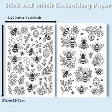 2pcs Water Soluble Embroidery Patterns, Self-Adhesive Stabilizer, A4 Size, Washable, Pre-Printed Bee And Plant Patterns, Hand Sewing Stabilizer For Embroidery Handmade Enthusiasts - Multicolor - View 7