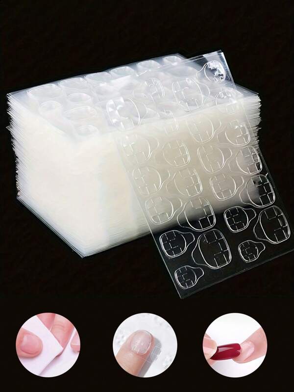 1200 piezas/50 hojas Pegatinas de gel para uñas, pegatinas de uñas de gelatina ultra delgadas, adhesivo doble cara, transparente, impermeable, reutilizable, para decoración de arte de uñas