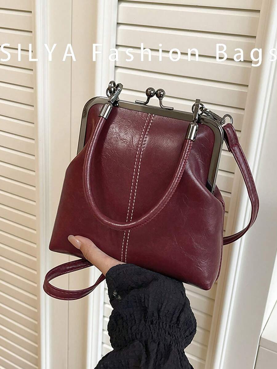 2025 New Fashion Retro PU Material Handbag, Detachable Women's Shoulder Bag With Button Closure Wallet., Vintage