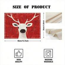 1pc/4pcs/6pcs/100pcs Christmas Deer Pattern Placemats, Machine-Washed Rectangular Polyester Placemats, Table Protectors, Heat-Insulating Placemats, Restaurant Table Decorations, Party Supplies, Christmas Decorations, Can Be Given As Gift