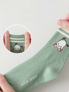 5 pares de calcetines de colores de macarrón para niños, combinados con dibujos animados, mediasuela, barras paralelas, estilo universitario, calcetines estudiantiles y calcetines casuales simples de moda diaria