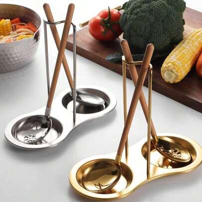 1 cái giá đỡ muỗng canh kiểu phương Tây tối giản bằng thép không gỉ mạ titan, giá lọc, giá đỡ muỗng lẩu đa năng dùng trong nhà bếp.