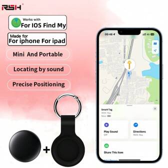  RSH Smart Tag Air Tracker 无线追踪器，定位防丢器，钥匙查找器和物品定位器，Air Tracker 物品查找器，适用于 “查找我的”（不适用于安卓），可追踪钥匙、行李箱和包袋。可更换电池，隐私保护。无需安装 APP，永久免费。
