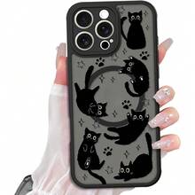 Cute Black Cat Magnetic Case Compatible With IPhone 16 Pro Max 16 15 14 13 12 Pro/Plus Case, Compatible With MagSafe, Soft Bumper Hard Back Kawaii Animal Protective Phone Cover - JKFGCX đen - Xem 5