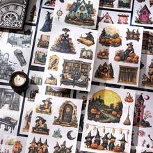20pcs/Book, Vintage Dark-Themed Sticker Book, Halloween Theme, Suitable For Decorating Phone Cases, Clipboards, Postcards, Journals, Halloween-Themed Sticker Book, Creative DIY Materials
