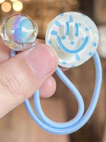 5pcs/1pc Colorful Smiling Face Hair Scrunchies, High Elasticity Round Ball Hair Accessories, Double-Ended Ponytail Holders, Damage-Free, Sturdy, Suitable For Daily Use, Random Color, Hair Elastics, Hair Rubber Bands, Elastic Hair Tie, Home Beauty Women Accessory Gifts ,Gym Sport Outfit ,Hair Rope Head Accessories