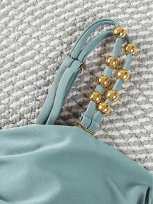 Polovedo Official Women's Colorblock Hollow-Out One-Piece Swimsuit - Green - View 4