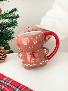 可爱卡通圣诞姜饼人情侣陶瓷杯、茶杯、果汁杯、咖啡杯 - 彩色 - 查看 9