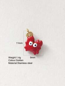 1pc Cute Cartoon Stainless Steel Crab, Seashell, Seahorse, Dolphin, Elephant Pendant, DIY Necklace, Earring, Bracelet, Keychain Jewelry Accessory, Suitable For Party, Halloween Decoration