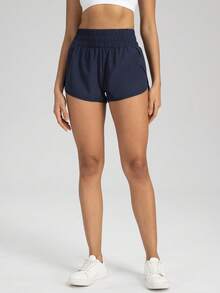 Women'S High-Waisted Running Shorts Designed For Sports And Quick-Drying - Navy - View 1