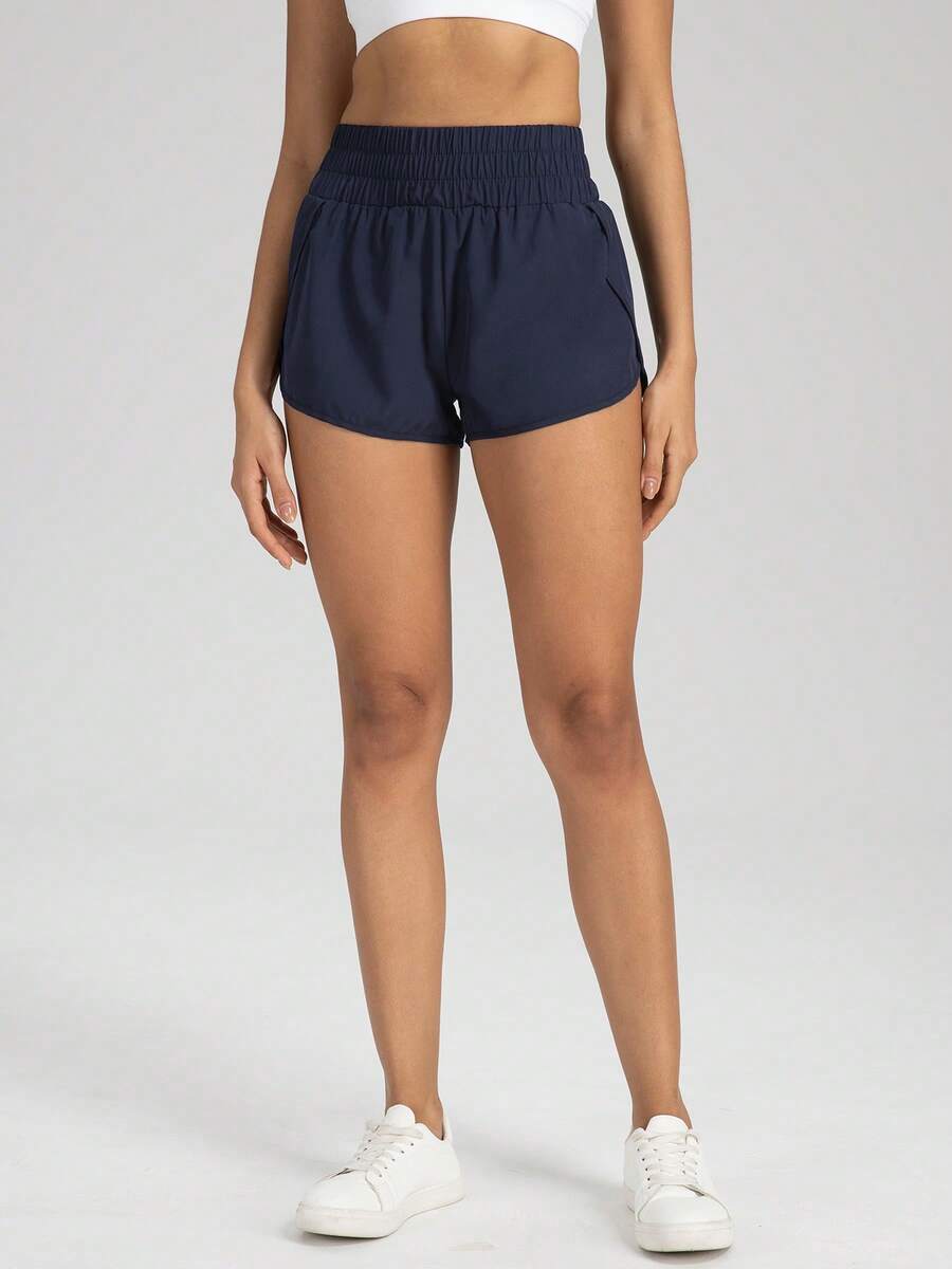Women'S High-Waisted Running Shorts Designed For Sports And Quick-Drying - Navy - View 1
