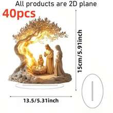 Dwuwymiarowa, płaska, elegancka dekoracja biurka w stylu chrześcijańskim z podstawą – materiał akrylowy, klasyczna tabliczka ekspozycyjna do domu i biura, świetny pomysł na prezent na Boże Narodzenie, Nowy Rok, Święto Dziękczynienia - Wielokolorowe - Zobacz 11