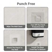 1个壁挂式/落地式塑料马桶刷，带排水支架，可拆卸长柄，刷毛浓密，无需打孔，清洁无死角，适用于马桶、浴室、卫生间的清洁。