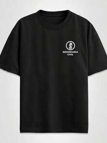 Basic Unisex T-Shirt 100% Cotton College Printed Civil Engineering Shirt - Black - View 1