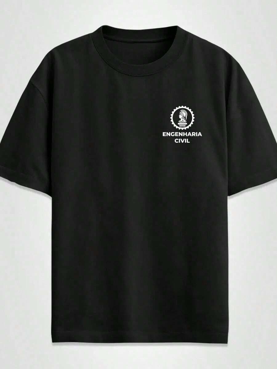 Basic Unisex T-Shirt 100% Cotton College Printed Civil Engineering Shirt - Black - View 1