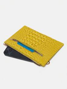Women's Shoulder Bag European And American Style Crocodile Print Tote Bag Blue Large Capacity Commuter Tote Bag With Coin Purse Blue Crocodile Leather Tote Bag Large-Capacity Mother-In-Law Bag Fashionable And Versatile Handbag - 黃色 - 查看 10