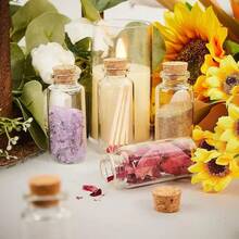 30/20/15 Pcs Beautiful Mini Clear Glass Bottles With Cork Stoppers,Spice Message Vials, DIY Wishing Bottles, Small Empty Drifting Jars,Mini Containers,For Drifting, Wishing, Candy Storage, Crystal & Gravel Decoration, Round Glass Vials, For Birthday,Wedding Party,Home Decoration Favors,Art Crafts, Wedding Party Favors, Home Decor