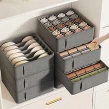 1 hộp đựng đồ ngăn kéo có thể gấp gọn, hộp đựng vải nhiều ngăn đựng tất, đồ lót, khăn quàng cổ, cà vạt, lý tưởng cho tủ quần áo, tủ quần áo, phòng ngủ, ký túc xá, căn hộ - Xám - Xem 1