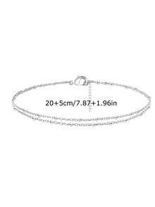 1 件女式简约双层串珠脚链，百搭时尚性感，适合派对、海滩、度假、休闲，可作为礼物