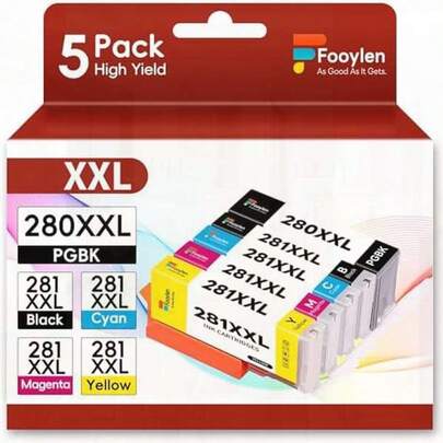 Ink Cartridges For Canon 280XXL 281XXL (5 Pack), Compatible With Canon Pixma TR7520 TR7620 TS9520 TR8520 TS702 TS6120, Replacement, 280 281, Various Colors And Materials