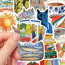 50pcs Vintage Mediterranean Style Graffiti Stickers, Personalized DIY Scrapbooking For Notebook, Phone Case, Laptop, Guitar, Tumbler, Planner Decor,School Supplies,Back To School,School Supplies - 彩色 - 查看 4