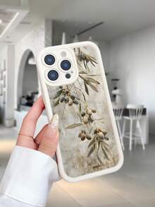 Olive Tree & Olive Branch Pattern Phone Case Compatible With Iphone 16 Pro Max, Minimalist Design Compatible With Iphone 14, Compatible With Iphone 13, Compatible With Iphone 12, Compatible With Iphone 11, Compatible With Iphone 15 Plus, Compatible With Iphone 16, Matte Beige Finish, Compatible With Galaxy - Multicolor - View 2