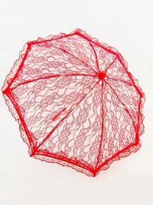 1pc Polyester Lace Umbrella, Suitable For 6-8 Years Old Flower Girl, Wedding, Performance, Evening Party, All Season