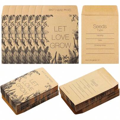50/100/200 个装种子信封，迷你牛皮纸婚礼回礼袋，尺寸 2.25 x 3.25 英寸，自粘复古风格信封，适用于植物/花园种子储存、复古派对回礼、宾客礼品