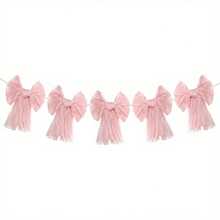 1pc Bow Garland Stylish Sweet Voile Big Bow Banner Party Decorations For Living Room, Bedroom Wedding Decorations And Birthday Party Gatherings Daily Life Wedding Theme Party Home Decor Butterfly Flag