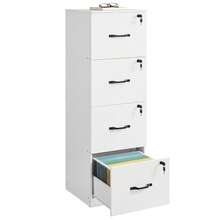 File Cabinet, Filing Cabinet For Home Office, Printer Stand, With 4 Lockable Drawers, Adjustable Hanging Rails, For A4 And Letter-Size Files, Cloud White