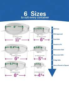 6pcs/Set Silicone Stretch Lids, 6 Packs Reusable Silicone Lids, Food Storage Silicone Covers For Bowl, To Keep Food Fresh, For Can, Cup And Glass Jars Home Kitchen Appliances Accessories Gadgets Tools Christmas Kitchen Stuff Cooking Christmas - 彩色 - 查看 4