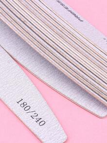 10pcs Grey Crescent Shaped Thin Nail File 180/240 Grit Wooden Manicure Tool - Light Grey - View 5