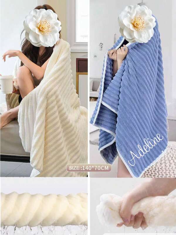 1 Toalla de baño de felpa coral bordada a medida - Ultra suave, de secado rápido y absorbente - Para regalos de boda y Navidad, spa, playa, uso diario (tamaño adulto, hogar)