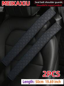 MEIKAXIU 50cm/19.69in PU Leather Embossed Comfortable Soft Extended Car Shoulder Pad, Universal Car Decor Accessory, Safety Belt Protector To Relieve Pressure And Prevent Tightness