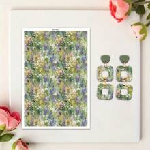 DONQE Flowers And Plants Pattern Print Water Transfer Paper, Making Soft Ceramic Earrings, Double-Sided Water Clay Transfer Stickers DIY Handmade Mold