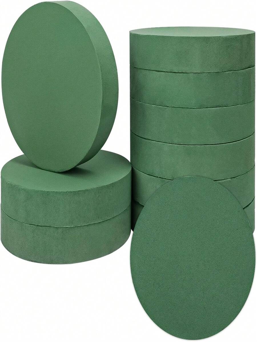 1/3pcs Green Round Floral Foam Bricks, Dry Flower Foam Blocks, Fresh Flower Foam For DIY Flower Arranging, Suitable For Wedding And Holiday Party Decoration - Green 21cm - View 1