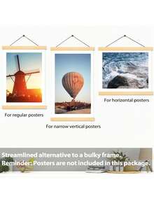 1pc Wooden Magnetic Poster Clip Frame, Canvas Frame, Wall Decor