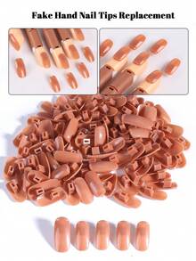 100pcs Brown Transparent Reusable Practice Nail Tips, Suitable For Manicure Training Hand, Adjustable Clip-On False Nails, Replaceable Nail Art Training Tips, Professional DIY Manicure Practice Tool, Suitable For Beginner Nail Artists - Multicolor - View 2